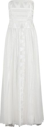 Ermanno Scervino Sleeveless Flared Tulle Dress With Tone-On-Tone Embroidery