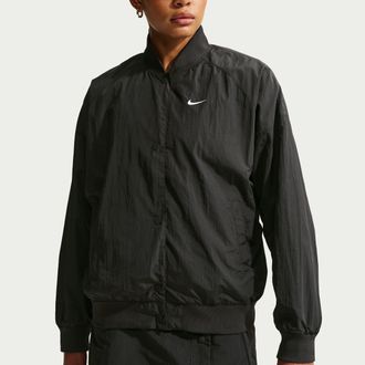 Nike Womens Nike Sportswear Oversized Varsity Jacket in Black | IF0332-010