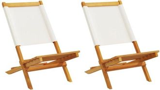 vidaXL Vidaxl - Sillas De Jard&iacute;n 2 Uds Madera Maciza Acacia Y Tela Crema Blanco
