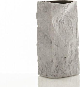 Oresteluchetta Jarr&oacute;n de cer&aacute;mica gris claro efecto piedra 30x16x16 cm