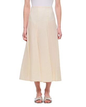 Khaite Flared Midi Skirt With Vertical Seam Detailing
