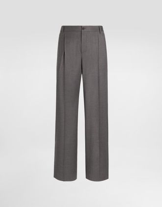 Dolce & Gabbana Flannel Trousers - Man Pants And Shorts Gray 44