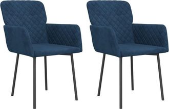 vidaXL Sillas De Comedor 2 Unidades Terciopelo Azul Vidaxl