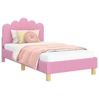 vidaXL Struttura Letto Bambini Con Testata Rosa 80 X 160 Cm Tessuto Vidaxl