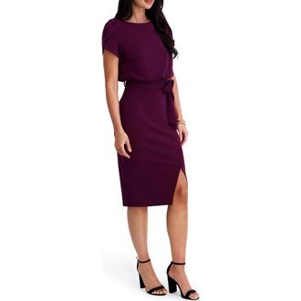 Kensie Plyr Tie Waist Midi Dress in Bordeaux at Nordstrom Rack, Size 10