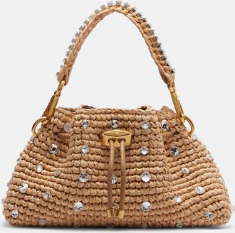 Jimmy Choo London Borsa Cinch Small in rafia con decorazioni