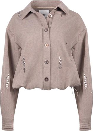 Nukus Nukus - Annelynn Blouse Paillet - Dames - Blouses & Shirts - Beige - Maat: M Wol