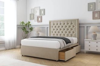 Comfort Beds Rio Coniston Divan Base 2 Drawers - 54 Headboard in Cream | Size: Small Double