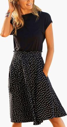 Lascana Womens Polka Dot -In-1 Dress in Black Dotted at Nordstrom, Size 14