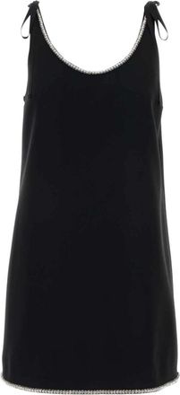 Prada Black Embellished Scoop Neck Mini Dress