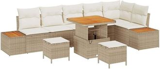 vidaXL Vidaxl - Garden Sofa Set with Cushion 9 pcs Beige Poly rattan