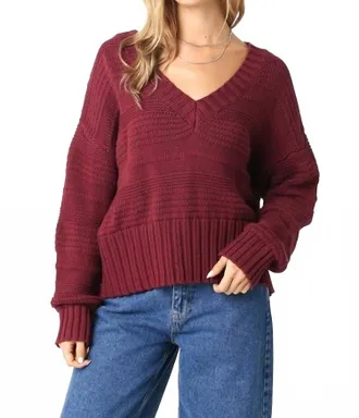 Olivaceous Louise Sweater In Burgundy