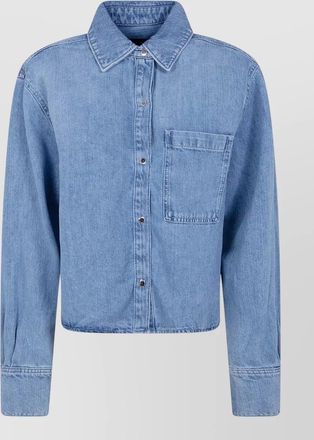 7 For All Mankind linen cropped shirt long sleeves collar