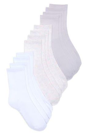 Elie Tahari 6-Pack Ribbed Full Cushion Crew Socks in Heather Shell/White/Lilac at Nordstrom Rack, Size 9/11