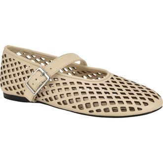 Calvin Klein Lauria Mary Jane Flat in Ivory Leather at Nordstrom, Size 9.5