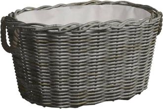vidaXL Cesta De Le&ntilde;a Asas De Transporte Sauce Natural Gris 59x42x28 Cm Vidaxl