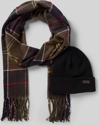 Barbour Mütze und Schal im Set aus Baumwoll-Mix in Gruen, Größe 1