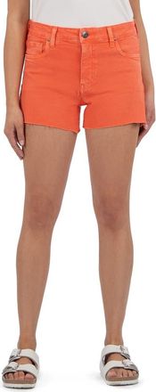 Kut from the Kloth Jane Raw Hem Mid Rise Denim Shorts in Tangerine at Nordstrom, Size 2