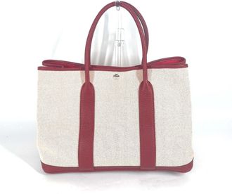 Hermès Ecru Red Color Rouge H Toile H Negonda Leather Handbag Shoulder Bag Tote Bag (Pre-Owned)