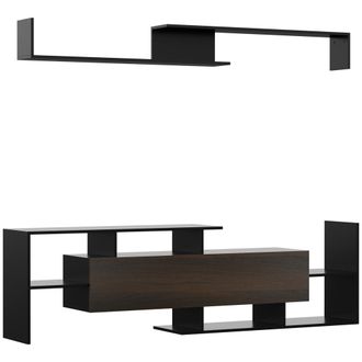 HOMCOM Mueble de sal&oacute;n 153.6x25x42 cm negro y marr&oacute;n oscuro