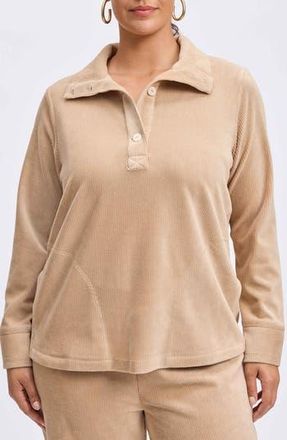 Foxcroft Sammy Corduroy Polo Top in Khaki at Nordstrom Rack, Size 3X