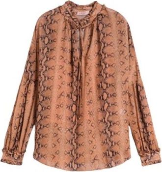 Twinset Blouse met Pythonprint en Gerimpelde Mouwen - Dames - Blouses - Roze - XS - Overhemden