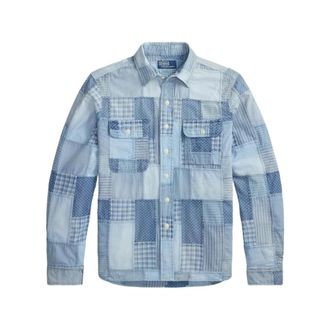 Ralph Lauren Denim Shirts, male, Blue, Size: XL Patchwork Workshirt
