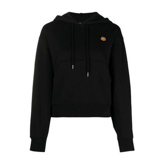 Kenzo Tiger Crest Logo Boxy Hoodie - Dames - Hoodies - Zwart - M - Katoen - Hoodies & sweatvesten