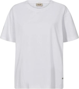 Mos Mosh Witte Basic Tee Top - Dames - T-shirts - Wit - M - Polyester - Tops
