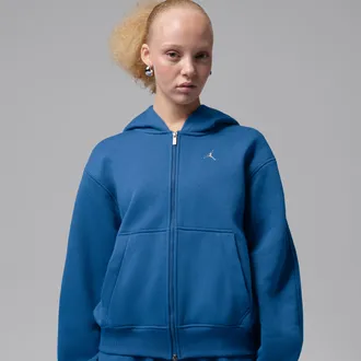 Nike Jordan Womens Jordan Brooklyn Full-Zip Hoodie in Blue | IM7282-485