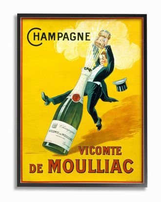 Stupell Industries Vintage Illustration Champagne Vicomte De Moulliac Wall Art