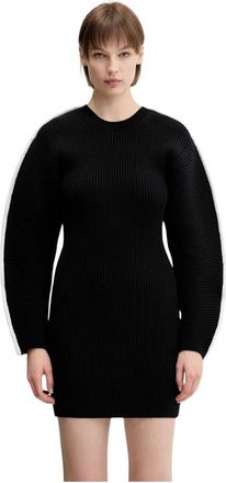 Sportmax Kleedjes, Dames, Zwart, L, Katoen, Gebreide Jurk