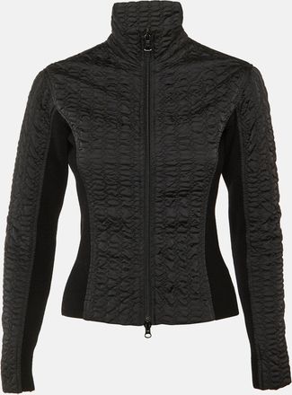 Giorgio Armani Black Nylon & Knit Zip Up Jacket