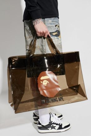A Bathing Ape Shopper Bag With Logo, Mens, Brown