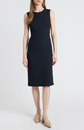 Santorelli Britta Midi Sheath Dress in Luxury Tweed in Midnight at Nordstrom, Size 10
