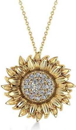 Allurez Sunflower Diamond Pendant Necklace 14k in 0.38Ct,yellow Gold at Nordstrom, Size 18