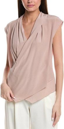 Brunello Cucinelli Light Pink Silk Draped Shirt, Size Large