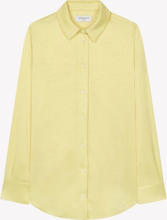 Serena Bute Satin Classic Shirt - Pastel Yellow