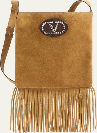 Valentino Garavani Mens Nellcote Suede Fringe Shoulder Bag