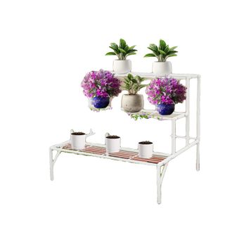 OEM Soporte Met&aacute;lico Para Plantas, Dise&ntilde;o De 3 Niveles, Construcci&oacute;n Duradera, Blanco