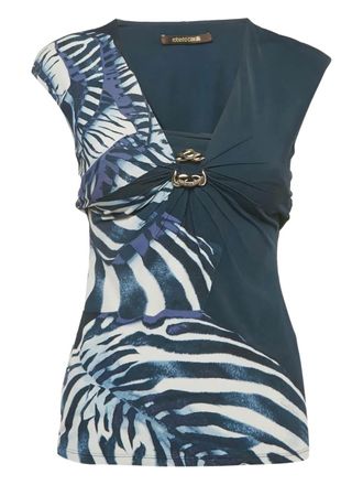 Roberto Cavalli jersey zebra print top - Blue