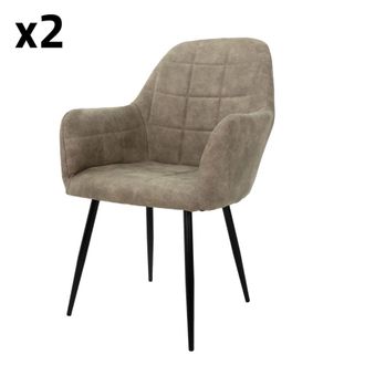 ECD Germany 2x sillas de comedor microfibra beige gris&aacute;ceo 44 x 43 x 83 cm