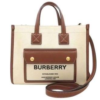 Burberry Pre-owned Vintage Tote Bag - Dames - Vintage Shopper - Beige - ONE Size - Leer - Vintage