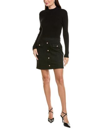 Ellen Tracy Vegan Suede Mix Media Dress