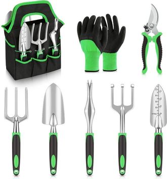 OEM Herramientas De Jardiner&iacute;a, Juego De 8 Piezas Con Bolsa De Almacenamiento, Rastrillos, Trasplantador, Guantes Led, Kit De Jardiner&iacute;a, Regalo Para Homb