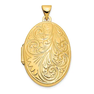 Diamond2Deal 10k Yellow Gold Yellow Scroll Oval Locket Pendant