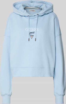 Guess Relaxed Fit Hoodie mit Logo-Stitching Modell Baker in Hellblau, Gr&ouml;&szlig;e XL