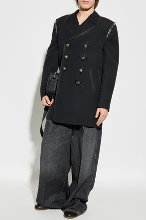 Maison Margiela Short Double-breasted Coat, Mens, Black