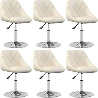 vidaXL Silla De Comedor Giratoria 6 Uds Terciopelo Crema Vidaxl