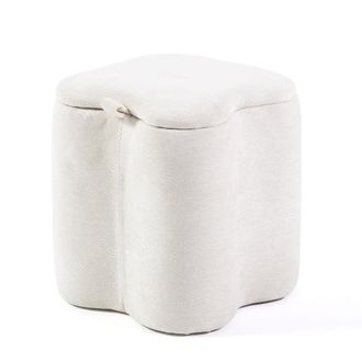 Siediti Fuori e Dentro Puff de terciopelo glitter marfil con asa